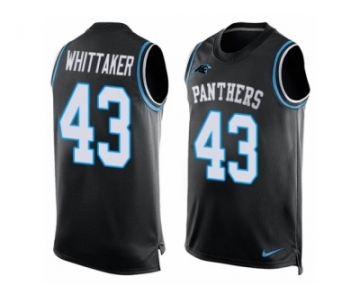 Men's Nike Carolina Panthers #43 Fozzy Whittaker Limited Black Player Name & Number Tank Top NFL Jersey