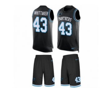 Men's Nike Carolina Panthers #43 Fozzy Whittaker Limited Black Tank Top Suit NFL Jersey