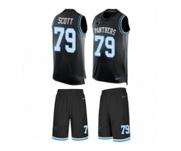 Men's Nike Carolina Panthers #79 Chris Scott Limited Black Tank Top Suit NFL Jersey