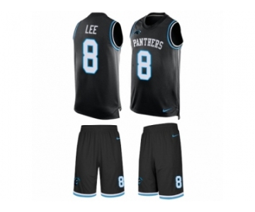 Men's Nike Carolina Panthers #8 Andy Lee Limited Black Tank Top Suit NFL Jersey