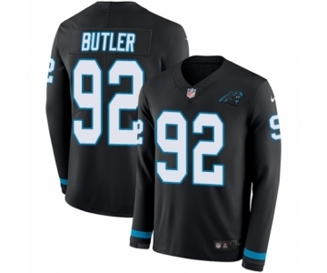 Men's Nike Carolina Panthers #92 Vernon Butler Limited Black Therma Long Sleeve NFL Jersey