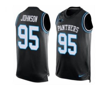 Men's Nike Carolina Panthers #95 Charles Johnson Limited Black Player Name & Number Tank Top NFL Jersey