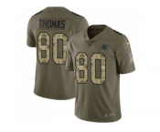 Nike Carolina Panthers #80 Ian Thomas Olive Camo Men Stitched NFL Limited 2017 Salute To Service Jersey