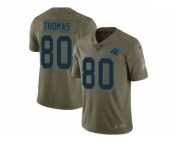 Nike Carolina Panthers #80 Ian Thomas Olive Men Stitched NFL Limited 2017 Salute To Service Jersey