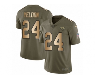 Men Nike Jacksonville Jaguars #24 T.J. Yeldon Limited Olive Gold 2017 Salute to Service NFL Jersey