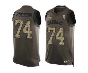 Men Nike Jacksonville Jaguars #74 Cam Robinson Limited Green Salute to Service Tank Top NFL Jersey