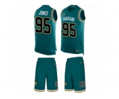 Men Nike Jacksonville Jaguars #95 Abry Jones Limited Teal Green Tank Top Suit NFL Jersey