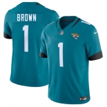 Men's Jacksonville Jaguars #1 Montaric Brown Teal 2026 F.U.S.E. Vapor Untouchable Limited Football Stitched Jersey Men's Jacksonville Jaguars #1 Montaric Brown Teal 2026 F.U.S.E. Vapor Untouchable Limited Football Stitched Jersey