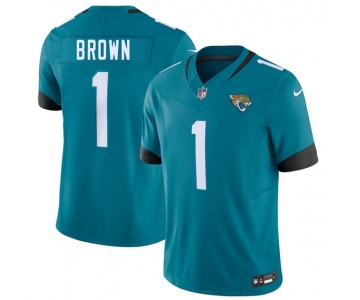 Men's Jacksonville Jaguars #1 Montaric Brown Teal 2026 F.U.S.E. Vapor Untouchable Limited Football Stitched Jersey