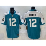 Men's Jacksonville Jaguars #12 Travis Hunter Teal White 2025 Draft F.U.S.E. Florida Patch Vapor Untouchable Football Stitched Jersey