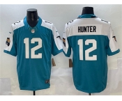 Men's Jacksonville Jaguars #12 Travis Hunter Teal White 2025 Draft F.U.S.E. Florida Patch Vapor Untouchable Football Stitched Jersey