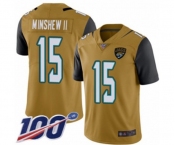Men's Jacksonville Jaguars #15 Gardner Minshew II Limited Gold Rush Vapor Untouchable 100th Season Football Jersey