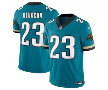 Men's Jacksonville Jaguars #23 Foye Oluokun Teal 2024 F.U.S.E. Prowler Throwback Vapor Limited Football Stitched Jersey
