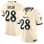 Men's Jacksonville Jaguars #28 Fred Taylor Cream 2026 F.U.S.E. Rivalries Collection Limited Football Stitched Jersey Men's Jacksonville Jaguars #28 Fred Taylor Cream 2026 F.U.S.E. Rivalries Collection Limited Football Stitched Jersey