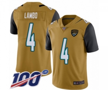 Men's Jacksonville Jaguars #4 Josh Lambo Limited Gold Rush Vapor Untouchable 100th Season Football Jersey