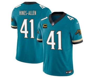 Men's Jacksonville Jaguars #41 Josh Hines-Allen Teal 2025 F.U.S.E. With 4-Star C Patch Prowler Throwback Vapor Limited Football Stitched Jersey