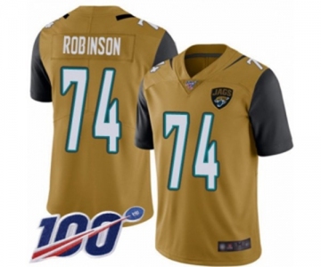 Men's Jacksonville Jaguars #74 Cam Robinson Limited Gold Rush Vapor Untouchable 100th Season Football Jersey