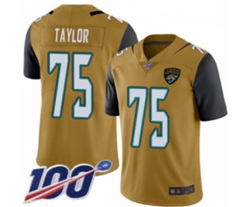 Men's Jacksonville Jaguars #75 Jawaan Taylor Limited Gold Rush Vapor Untouchable 100th Season Football Jersey