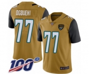 Men's Jacksonville Jaguars #77 Cedric Ogbuehi Limited Gold Rush Vapor Untouchable 100th Season Football Jersey