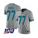 Men's Jacksonville Jaguars #77 Cedric Ogbuehi Silver Inverted Legend Limited 100th Season Football Jersey