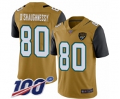 Men's Jacksonville Jaguars #80 James O'Shaughnessy Limited Gold Rush Vapor Untouchable 100th Season Football Jersey