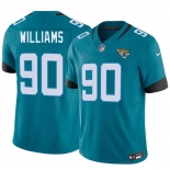 Men's Jacksonville Jaguars #90 Wesley Williams Teal 2026 Draft F.U.S.E. Vapor Untouchable Limited Football Stitched Jersey Men's Jacksonville Jaguars #90 Wesley Williams Teal 2026 Draft F.U.S.E. Vapor Untouchable Limited Football Stitched Jersey