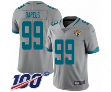 Men's Jacksonville Jaguars #99 Marcell Dareus Silver Inverted Legend Limited 100th Season Football Jersey