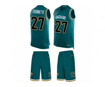 Men's Nike Jacksonville Jaguars #27 Leonard Fournette Limited Teal Green Tank Top Suit NFL Jersey