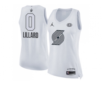 Women Nike Portland Trail Blazers #0 Damian Lillard White NBA Jordan Swingman 2018 All-Star Game Jersey