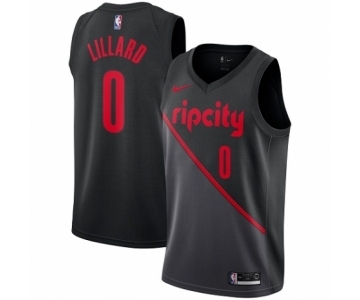 Women's Nike Portland Trail Blazers #0 Damian Lillard Swingman Black NBA Jersey - 2018-19 City Edition