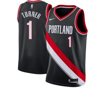 Women's Nike Portland Trail Blazers #1 Evan Turner Swingman Black Road NBA Jersey - Icon Edition