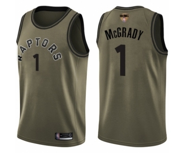 Youth Toronto Raptors #1 Tracy Mcgrady Swingman Green Salute to Service 2019 Basketball Finals Bound Jersey