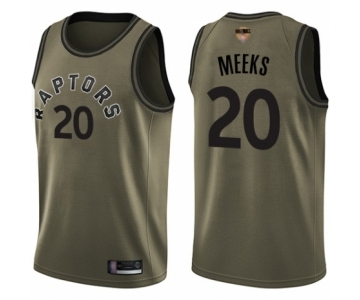 Youth Toronto Raptors #20 Jodie Meeks Swingman Green Salute to Service 2019 Basketball Finals Bound Jersey