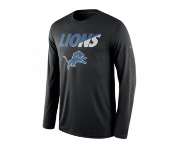 Men's Detroit Lions Nike Black Legend Staff Practice Long Sleeves Performance T-Shirt