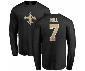 NFL Nike New Orleans Saints #7 Taysom Hill Black Name & Number Logo Long Sleeve T-Shirt