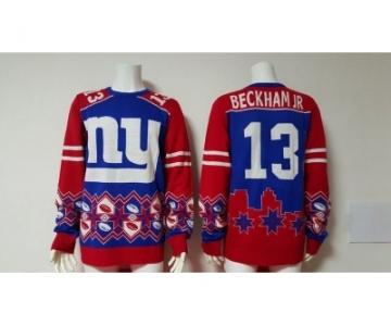 Nike New York Giants #13 Odell Beckham Jr blue Men's Ugly Sweater