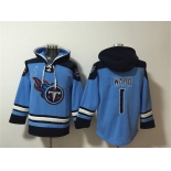 Men's Tennessee Titans #1 Cameron Ward Blue Lace-Up Pullover Hoodie
