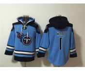 Men's Tennessee Titans #1 Cameron Ward Blue Lace-Up Pullover Hoodie