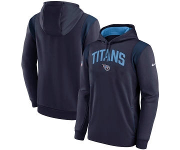 Mens Tennessee Titans Navy Sideline Stack Performance Pullover Hoodie