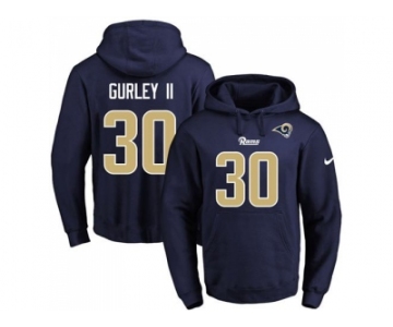 Nike Los Angeles Rams #30 Todd Gurley II Navy Blue Name & Number Pullover NFL Hoodie