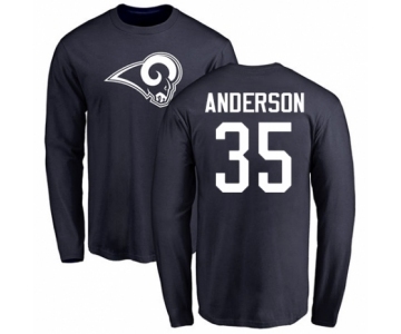 NFL Nike Los Angeles Rams #35 C.J. Anderson Navy Blue Name & Number Logo Long Sleeve T-Shirt