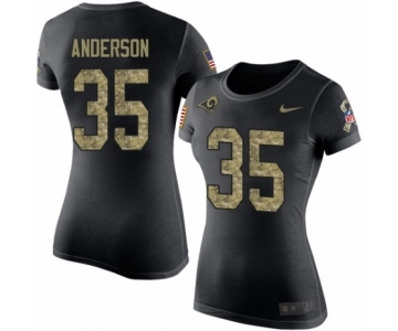 Women's Nike Los Angeles Rams #35 C.J. Anderson Black Camo Salute to Service T-Shirt