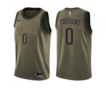 Men Nike New Orleans Pelicans #0 DeMarcus Cousins Green Salute to Service NBA Swingman Jersey