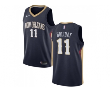 Men Nike New Orleans Pelicans #11 Jrue Holiday Navy NBA Swingman Icon Edition Jersey