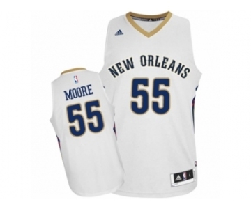 Men's Adidas New Orleans Pelicans #55 E'Twaun Moore Authentic White Home NBA Jersey