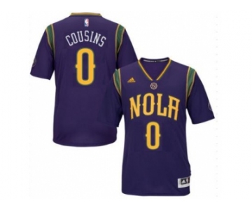 Men's New Orleans Pelicans #0 DeMarcus Cousins adidas Purple Pride Swingman Mardi Gras Jersey