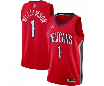 Men's New Orleans Pelicans #1 Zion Williamson Jordan Brand Red 2020-21 Swingman Jersey
