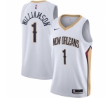 Men's New Orleans Pelicans #1 Zion Williamson Nike White 2020-21 Swingman Jersey Men's New Orleans Pelicans #1 Zion Williamson Nike White 2020-21 Swingman Jersey