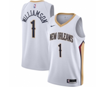 Men's New Orleans Pelicans #1 Zion Williamson Nike White 2020-21 Swingman Jersey