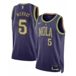 Men's New Orleans Pelicans #5 Dejounte Murray Purple 2024-25 City Ediiton Stitched Basketball Jersey